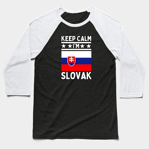 Keep Calm I'm Slovak Baseball T-Shirt by footballomatic